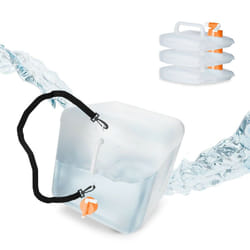 Set da 4 Taniche Pieghevoli, 20 l, con Rubinetto, bpa free con Cintura per il Trasporto, Trasparente Arancione - Relaxdays