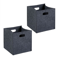 Relaxdays - Scatola da Scaffale Portaoggetti, Set 2 Porta Giochi e Libri Libreria, Box Cubo 30x30x30 cm Feltro, Antracite