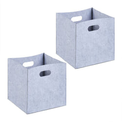 Relaxdays - Scatola da Scaffale Portaoggetti, Set 2 Porta Giochi e Libri Libreria, Box Cubo hlp 30x30x30 cm Feltro, Grigio