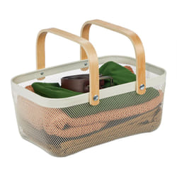 Relaxdays - Cestino Portaoggetti in Metallo con Manici, Rettangolare, Cesto Metallico per Cucina, Bagno, Salotto, Bianco