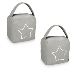 Relaxdays - Fermaporta con Motivo a Stella, Set 2, hlp 13 x 13 x 8,5 cm, Blocca Porte e Finestre con Manico, Grigio Bianco