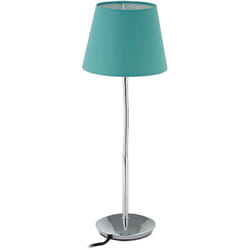Relaxdays - Lampada da Tavolo Vintage, Abat Jour da Comodino, Paralume in Stoffa, Base in Metallo, Attacco E14, Turchese