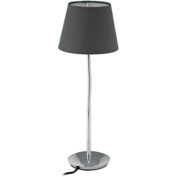 Relaxdays Lampada da Tavolo Vintage, Abat Jour da Comodino, Paralume in Stoffa, Base in Metallo, Attacco E14, Grigio