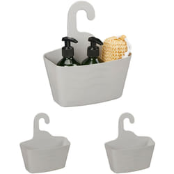 Cestino Portaoggetti da Doccia, Set da 3, Cestello Sospeso, in Plastica per Shampoo, Bagnoschiuma, Grigio - Relaxdays