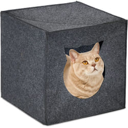Relaxdays - Casetta Gatti in Feltro, Cuccia Gattini, Cani Piccoli, 33x33x33 cm, Pieghevole, Casa Animali Domestici, Grigio