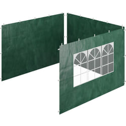 Tende per Gazebo Laterali, Set 3, Telo Impermeabile, Pareti in pe, Chiusura a Strappo, 2x3 m, Finestra, Verde - Relaxdays