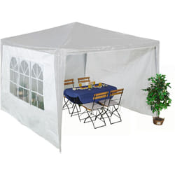 Tende per Gazebo Laterali, Set 3, Telo Impermeabile, Pareti in pe, Chiusura a Strappo, 2x3 m, Finestra, Bianco - Relaxdays