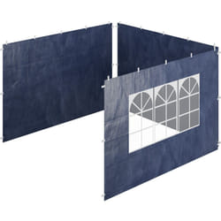 Tende per Gazebo Laterali, Set 3, Telo Impermeabile, Pareti in pe, Chiusura a Strappo, 2x3 m, Finestra, Blu - Relaxdays