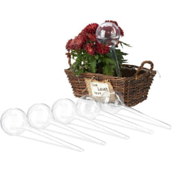Sfere per Irrigazione, Set da 6, HxD: 28x8 cm, Irrigatori da 250 ml per Piante e Fiori, Plastica, Trasparente - Relaxdays