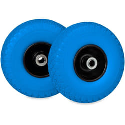 Relaxdays 3.00-4 Ruota per Carrello, Set da 2, Gomma Piena, Cerchione in Acciaio, Antiforatura Fino a 100 kg, Nero Blu