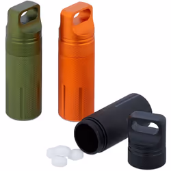 Queste mini capsule in set da 3 sono un pratico accessorio per l'outdoor. Grazie al tappo a vite con guarnizione in gomma, de ...