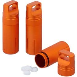 Relaxdays - Capsula Portapillole, Astuccio Porta Pillole e Pastiglie, Custodia Tascabile Viaggio HxD 9,5 x 3 cm, Arancione