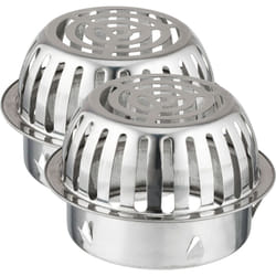 Relaxdays - Filtri per Grondaie, Set da 2, Acciaio inox, Protezione Tubi Pluviali da 120 mm, contro l'Intasamento, Argento