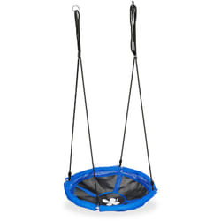 Altalena a Nido, ø 90 cm, Dondolo per il Giardino, per Bambini e Adulti, Regolabile, fino a 100 Kg, Blu Nero - Relaxdays