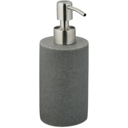 Relaxdays Dispenser di Sapone Manuale, 180ml, Portasapone Ricaricabile, Accessorio Bagno e Cucina, Poliresina, Grigio