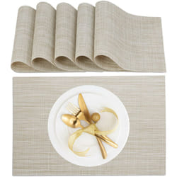 Relaxdays - Tovaglietta Americana, Set da 6 Sottopiatti, 45 x 30 cm, Placemat in Plastica Riutilizzabile Lavabile, Crema