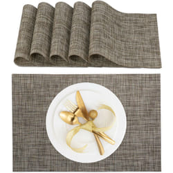 Relaxdays - Tovaglietta Americana, Set da 6 Sottopiatti, 45 x 30 cm, Placemat in Plastica Riutilizzabile Lavabile, Marrone