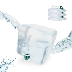 Relaxdays Tanica da Campeggio Pieghevole, Set da 4, Recipienti con Rubinetto, senza BPA, 15 litri, Trasparente Verde