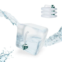 Tanica da Campeggio Pieghevole, Set da 4, Recipienti con Rubinetto, senza bpa, 5 litri, Trasparente Verde - Relaxdays