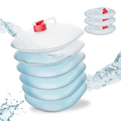 Tanica da Campeggio Pieghevole, in Set da 4, Recipienti con Rubinetto, senza bpa, 10 l, Trasparente Rosso - Relaxdays