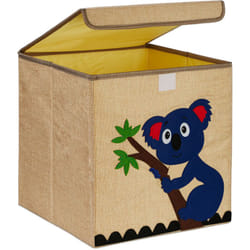 Scatola Portagiochi Bambini, Cesta in Stoffa Portaoggetti, 33x33x33 cm, Giochi, Design Koala, Beige Blu - Relaxdays