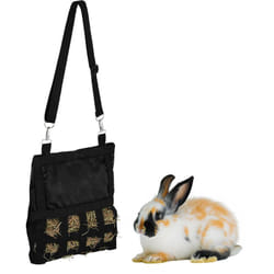 Relaxdays - Borsa Porta Fieno per Conigli, HxL: 30 x 30 cm, Sacco di Stoffa per Mangime per Cincillà e Criceti, Nero