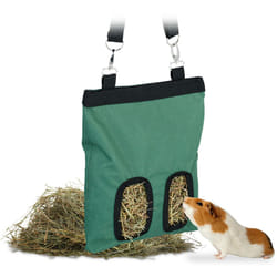 Relaxdays - Borsa Porta Fieno per Conigli, HxL: 31 x 25 cm, Sacco di Stoffa per Mangime per Cincillà e Criceti, Verde Nero