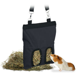 Relaxdays - Borsa Porta Fieno per Conigli, HxL: 31 x 25 cm, Sacco di Stoffa per Mangime per Cincillà e Criceti, Nero