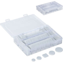 Relaxdays - Set da 272 Feltrini per Sedie Antiscivolo, Rotondi e Quadrati, Autoadesivi Feltro e pvc con Scatola, Bianco