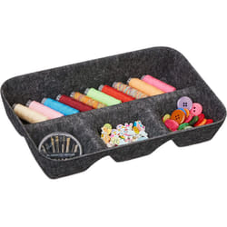 Organizer Cassetti in Feltro, Organizzatore per Scrivania, hlp: 5,5 x 29,5 x 19 cm 4 Scomparti, Grigio Scuro - Relaxdays