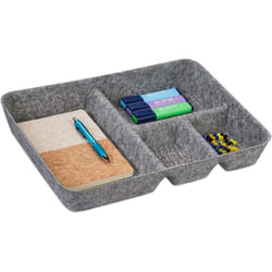 Relaxdays - Organizer Cassetti in Feltro, Organizzatore per la Scrivania, hlp: 6,5 x 40 x 30 cm 4 Scomparti, Grigio Chiaro