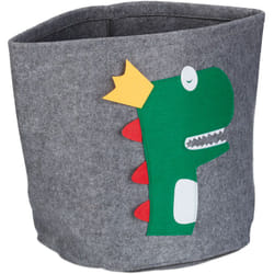 Scatola Portagiochi, Design Dinosauro, Cesta Feltro, 35x32 cm, Giocattoli, Camera Bambini, Piegabile, Grigio - Relaxdays
