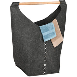 Relaxdays Cesto Portabiancheria, Cestino per Biancheria, Sacco in Feltro per Panni Sporchi, 50 L, Bagno, Grigio Scuro