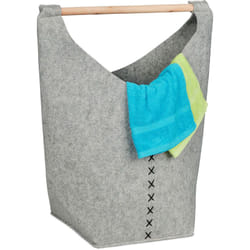 Cesto Portabiancheria, Cestino per Biancheria, Sacco in Feltro per Panni Sporchi, 50 l, Bagno, Grigio Chiaro - Relaxdays