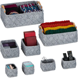 Organizer per Armadi, Set da 8, Box Guardaroba, 4 misure, Organizzatori per Cassetti, Scatole, Grigio Chiaro - Relaxdays