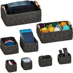 Organizer per Armadi, Set da 8, Box Guardaroba, 4 misure, Organizzatori per Cassetti, Scatole, Grigio Scuro - Relaxdays
