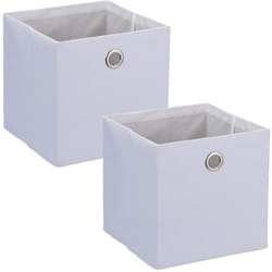 Relaxdays - Scatola Portaoggetti, Set 2 Box in Stoffa da Scaffale, Cubo Portagiochi hlp 30,5x30,5x30,5 cm, Moderno, Bianco