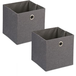 Relaxdays Scatola Portaoggetti, Set 2 Box in Stoffa da Scaffale, Cubo Portagiochi HLP 30,5x30,5x30,5 cm, Moderno, Grigio