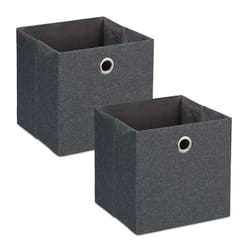 Relaxdays - Scatola Portaoggetti, Set 2 Box in Stoffa da Scaffale, Cubo Portagiochi hlp 30,5x30,5x30,5 cm, Grigio Scuro