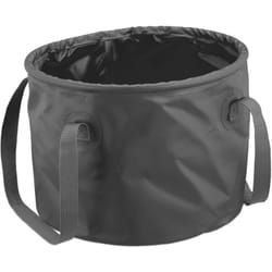Relaxdays - Secchio Pieghevole da Campeggio, 15 Litri, Cestino Portatile da Pesca, Lavapavimenti con Manici in pvc, Grigio