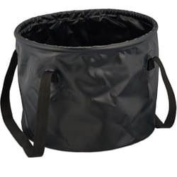 Relaxdays Secchio Pieghevole da Campeggio, 15 Litri, Cestino Portatile da Pesca, Lavapavimenti con Manici in PVC, Nero