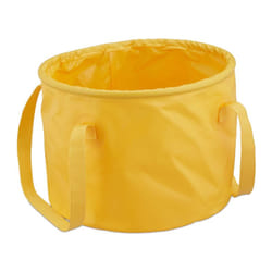 Secchio Pieghevole da Campeggio, 15 Litri, Cestino Portatile da Pesca, Lavapavimenti con Manici in pvc, Giallo - Relaxdays