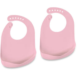 Relaxdays - Bavaglini Silicone con Tasca, Set da 2 Bavettine con Raccoglipappa, Senza bpa, Bavette Lavabili, Rosa