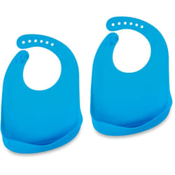 Relaxdays - Bavaglini Silicone con Tasca, Set da 2 Bavettine con Raccoglipappa, Senza bpa, Bavette Lavabili, Blu