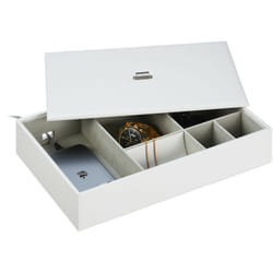 Relaxdays - Portagioie, Organizer con Scomparti per Gioielli, Cofanetto con Coperchio Similpelle, hlp 7x32x22 cm, Bianco