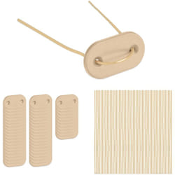 Relaxdays Kit per Il Fissaggio Telo Frangivista, Set Piastre di Montaggio e 52 Aste in Filo Metallico, Beige