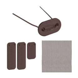 Relaxdays Kit per il Fissaggio Telo Frangivista, Set con 52 Piastre di Montaggio e 52 Aste in Filo Metallico, Marrone