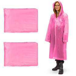 Relaxdays - Set da 2 Poncho Antipioggia, con Cappuccio, Mantellina Riutilizzabile Unisex, Impermeabile, Lungo, Rosa