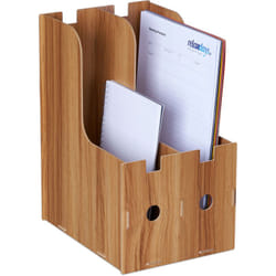 Relaxdays - Portadocumenti, 2 Scomparti Documenti din A4, 32x18,5x24 cm, Organizer, Portariviste Ufficio e Scuola, Marrone