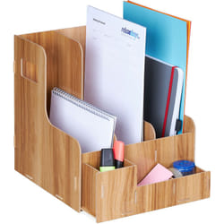 Relaxdays Portadocumenti 3 Cassetti Documenti DIN A4 27x24x31,5 cm Desk Organizer Portariviste Ufficio e Scuola, Marrone